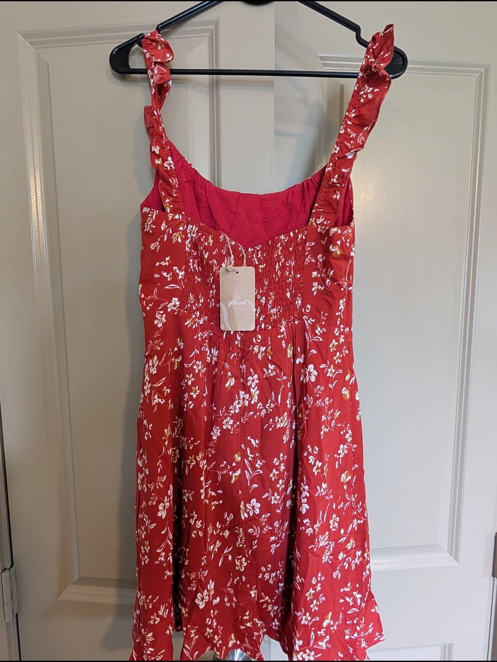 Berlook Red Floral Print Beach Dress - Picture 5 of 7
